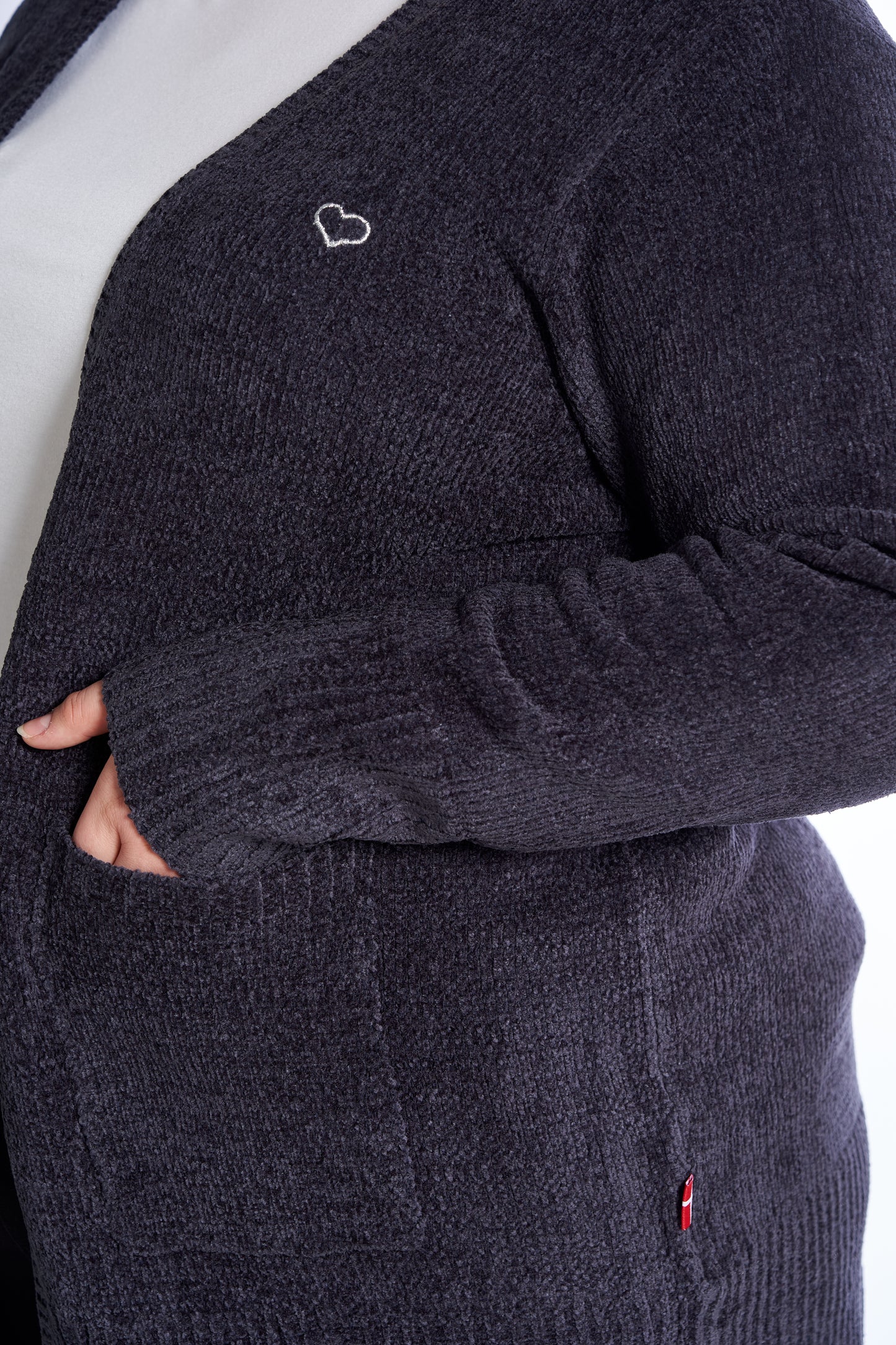 Lang Strikket Cardigan Plus Size – Dame Str. 42 til 60 - Navy