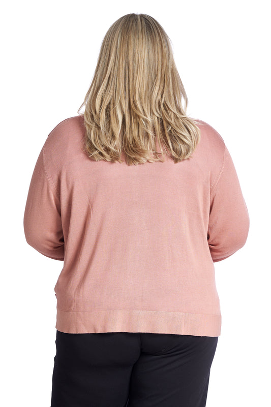 Plus size cardigan – Kort strik i Ash Rose