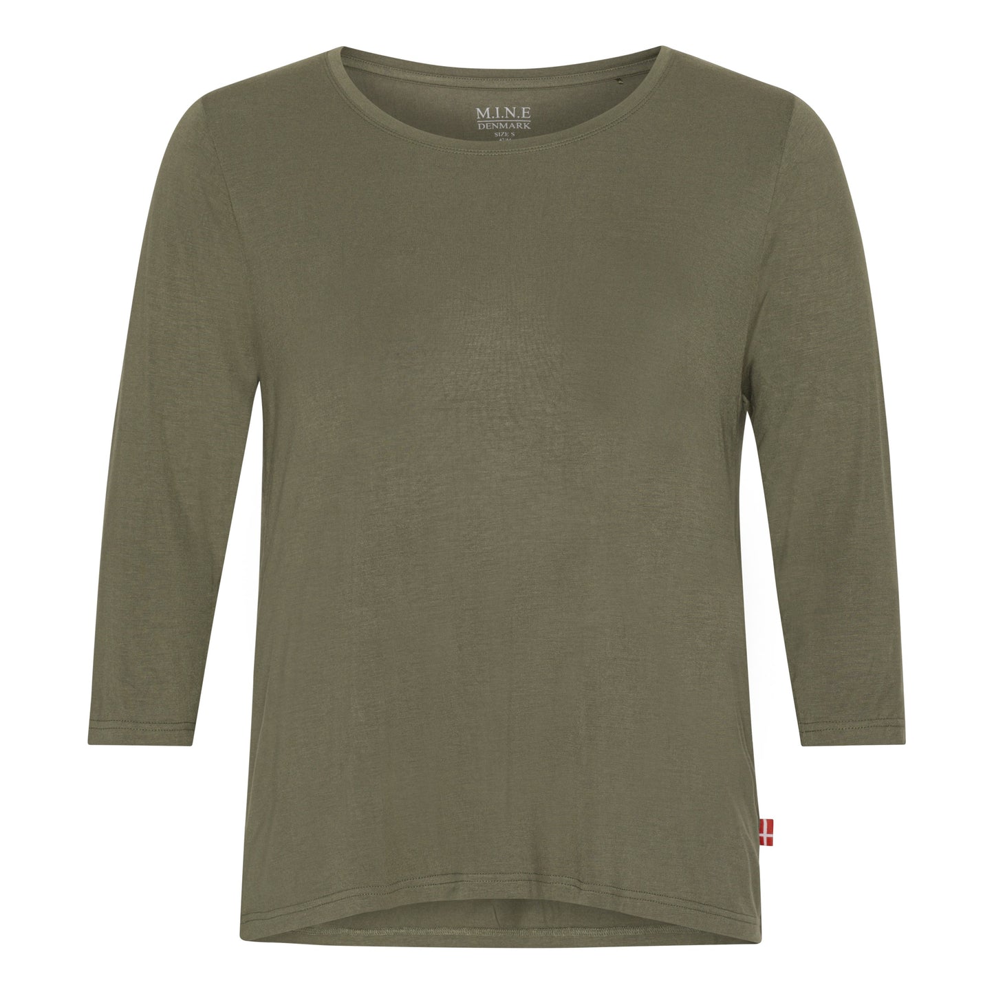 Plus size T-shirt dame Army med 3/4 ærmer – Blød og komfortabel