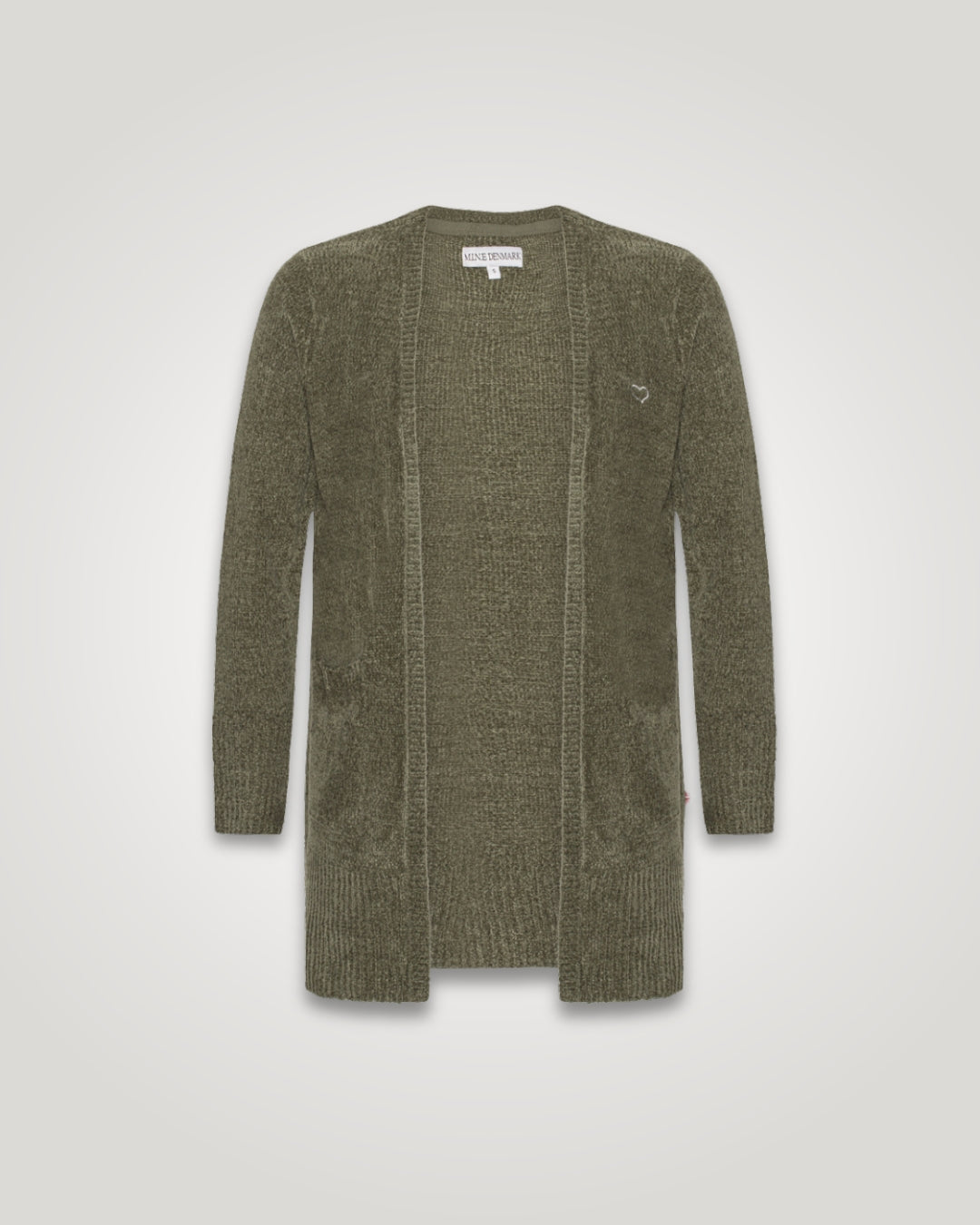 Lang Strikket Cardigan, army
