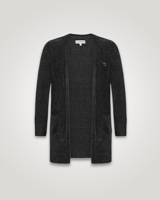 Lang Strikket Cardigan, black