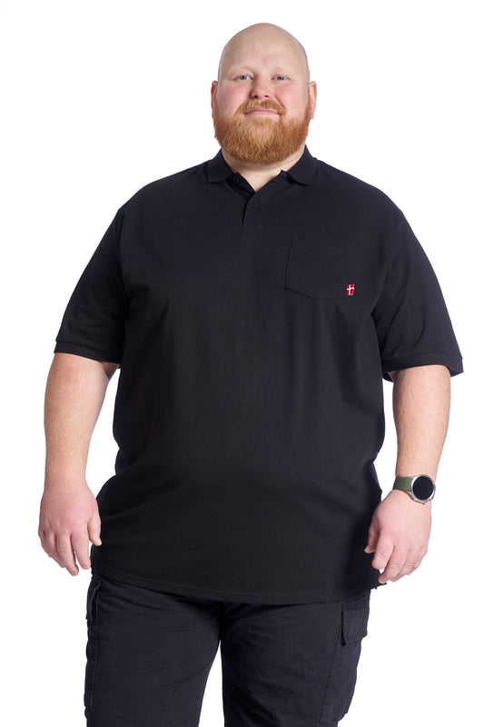 Plus size Polo til mænd – Klassisk design – Str. XL til 8XL - Black