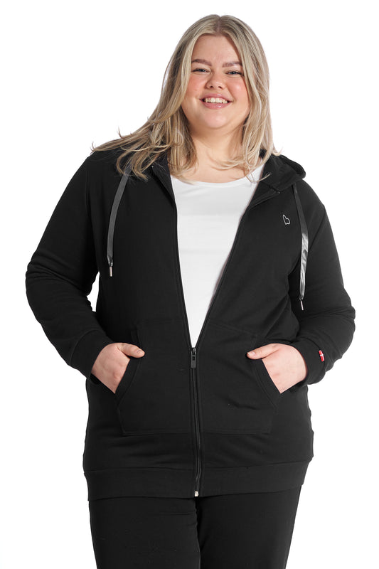Plus size zip hoodie – Dame Str. 42-60 Black