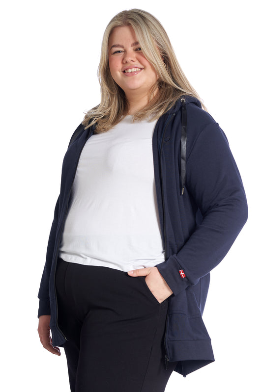 Plus size zip hoodie navy – Dame Str. 42-60
