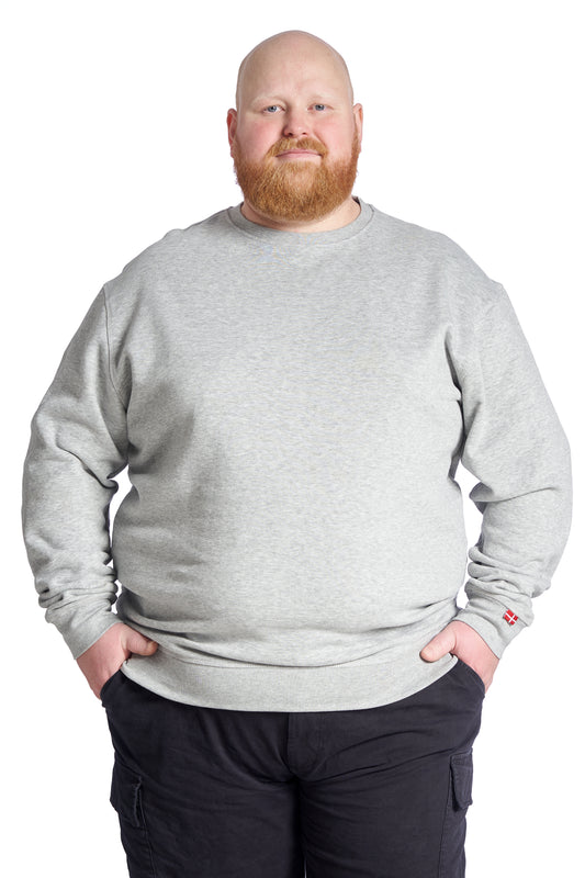 Plus size Sweatshirt til mænd – Str. XL til 8X - Grey Melange