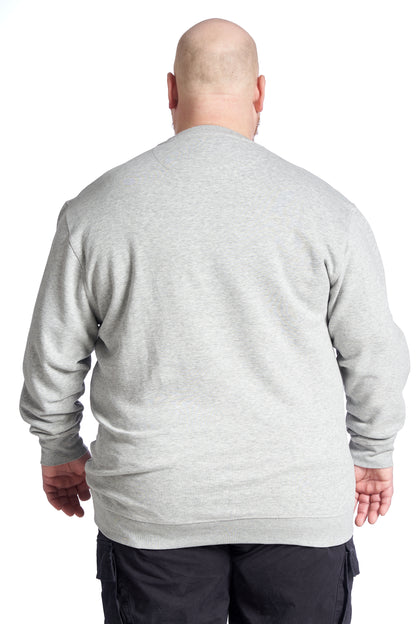 Plus size Sweatshirt for men – Size XL to 8X - Grey Melange 
