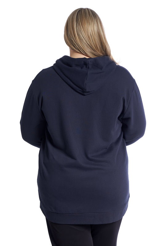 Plus size zip hoodie navy – Dame Str. 42-60
