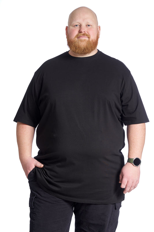 Plus size T-shirt til mænd i bomuld – Str. XL til 8XL - Black