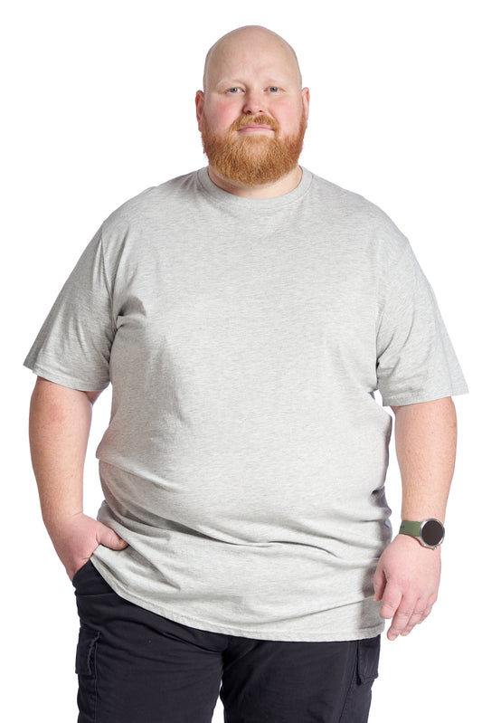 Plus size T-shirt til mænd i bomuld – Str. XL til 8XL - Grey Melange