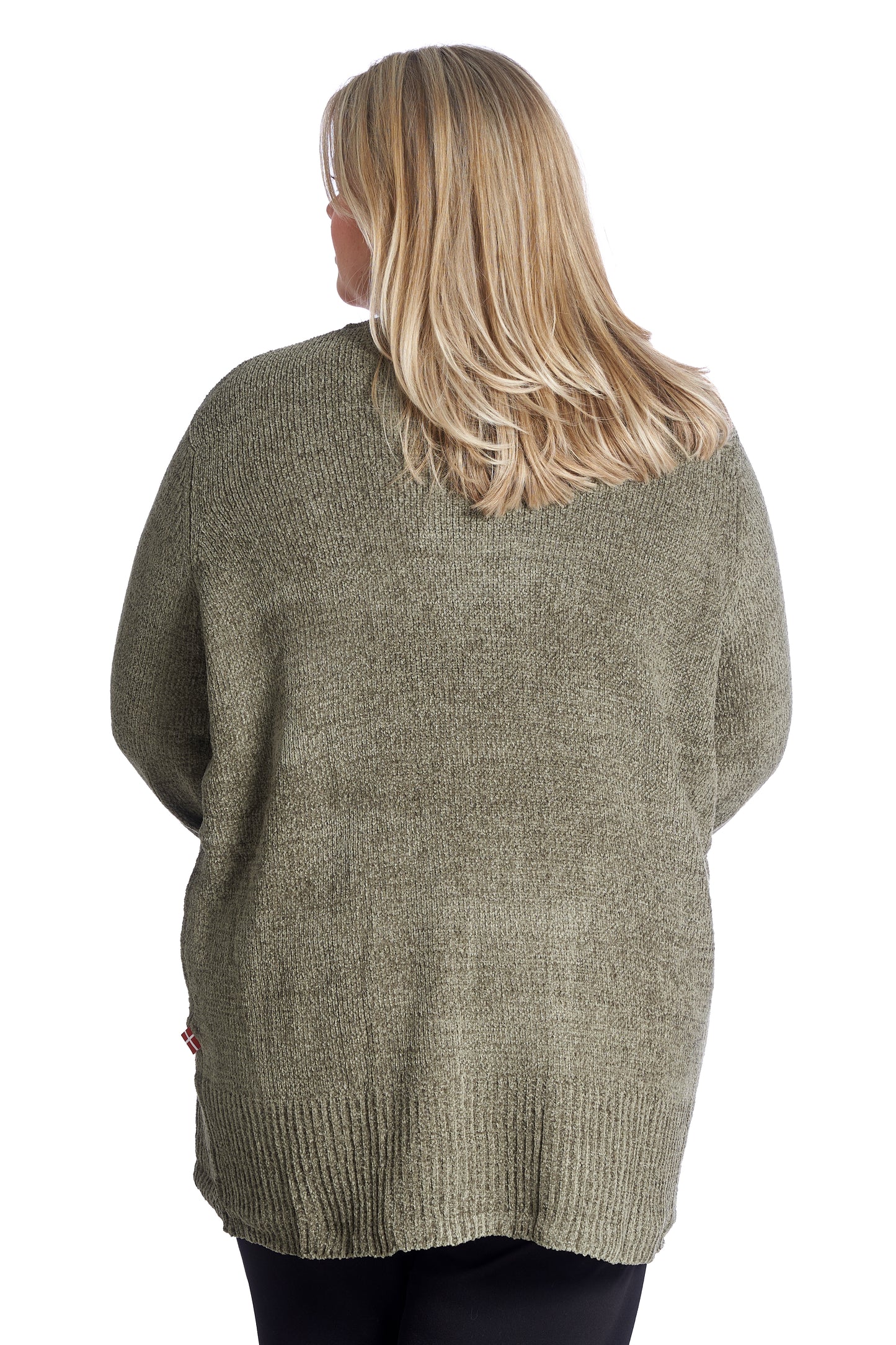 Lang Strikket Cardigan Plus Size – Dame Str. 42 til 60 - army