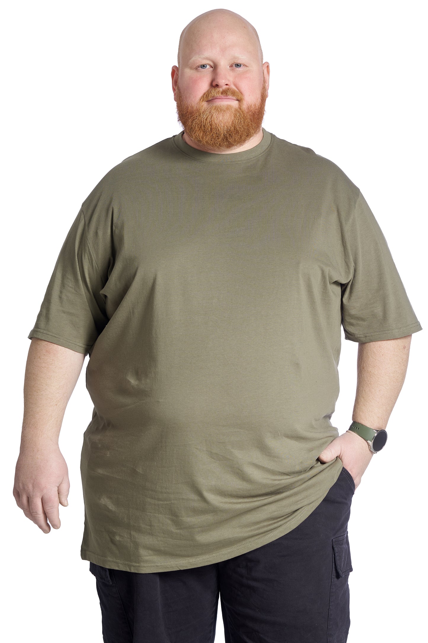 Plus size T-shirt til mænd i bomuld – Str. XL til 8XL - Army