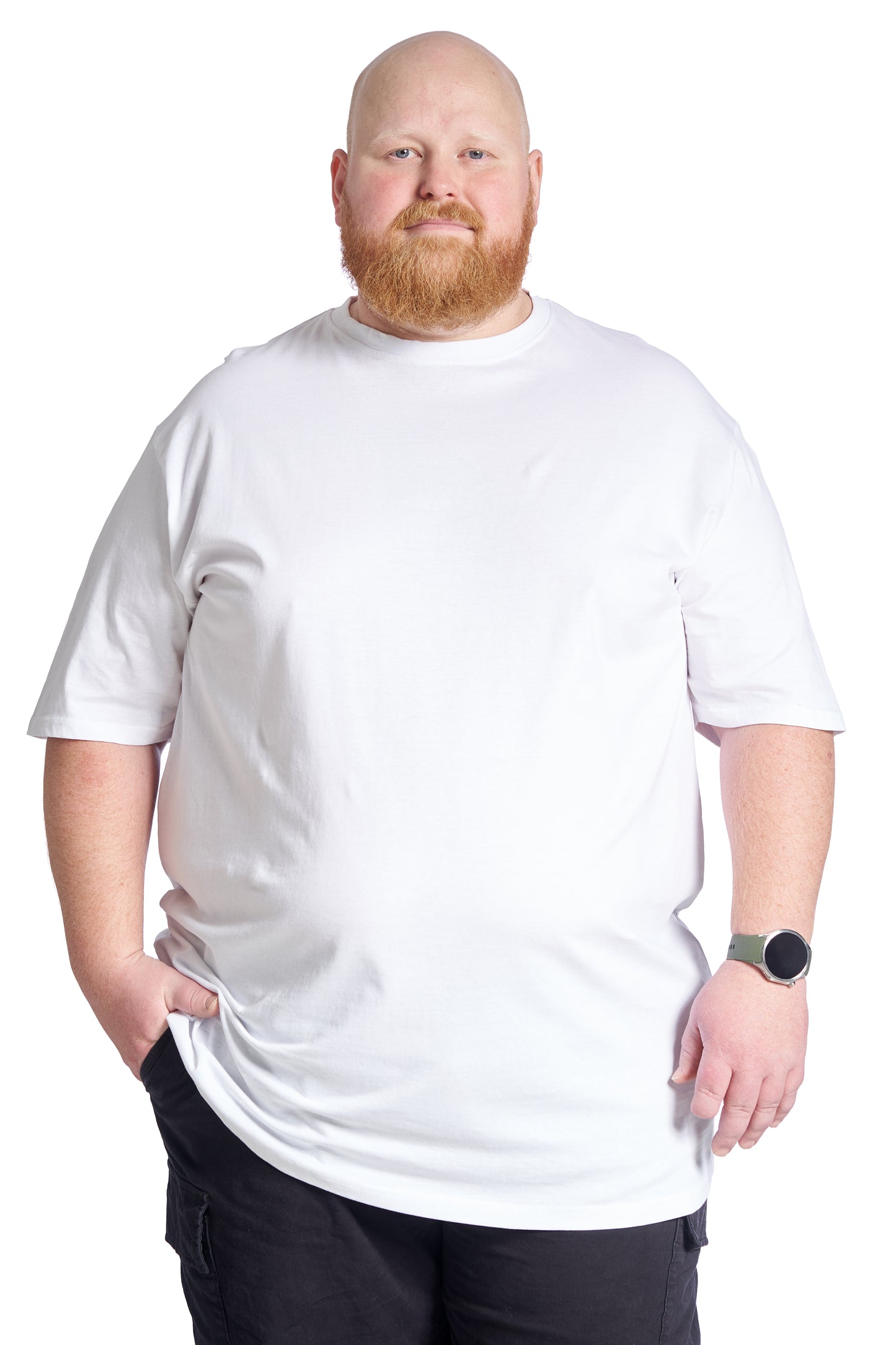 Plus size T-shirt til mænd i bomuld – Str. XL til 8XL - White