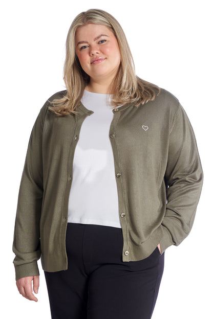 Plus size cardigan – Kort strik i Army