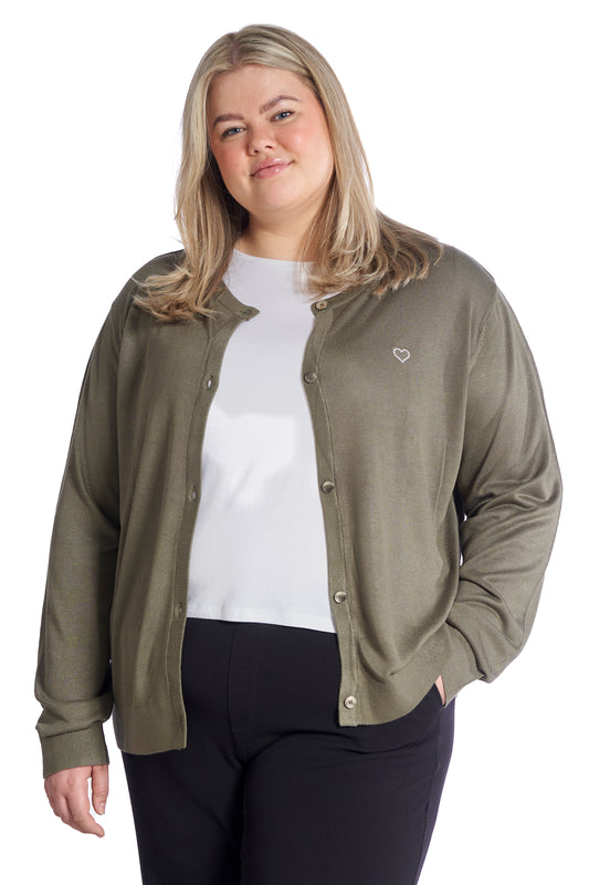 Plus size cardigan – Kort strik i Army