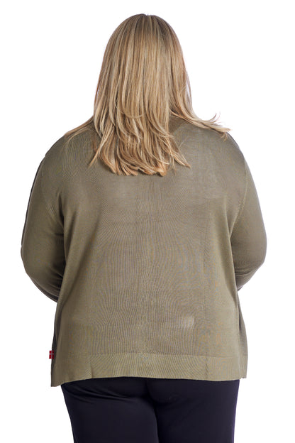 Plus size cardigan – Kort strik i Army