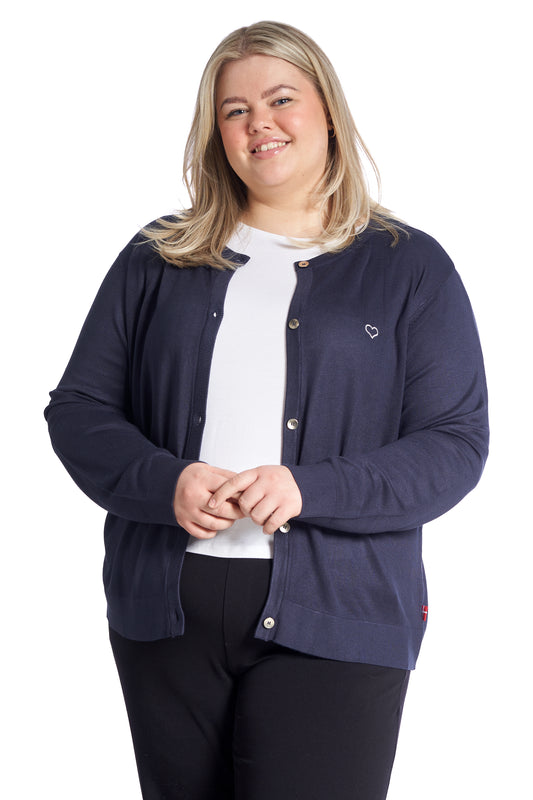 Plus size cardigan  – Kort strik i Navy