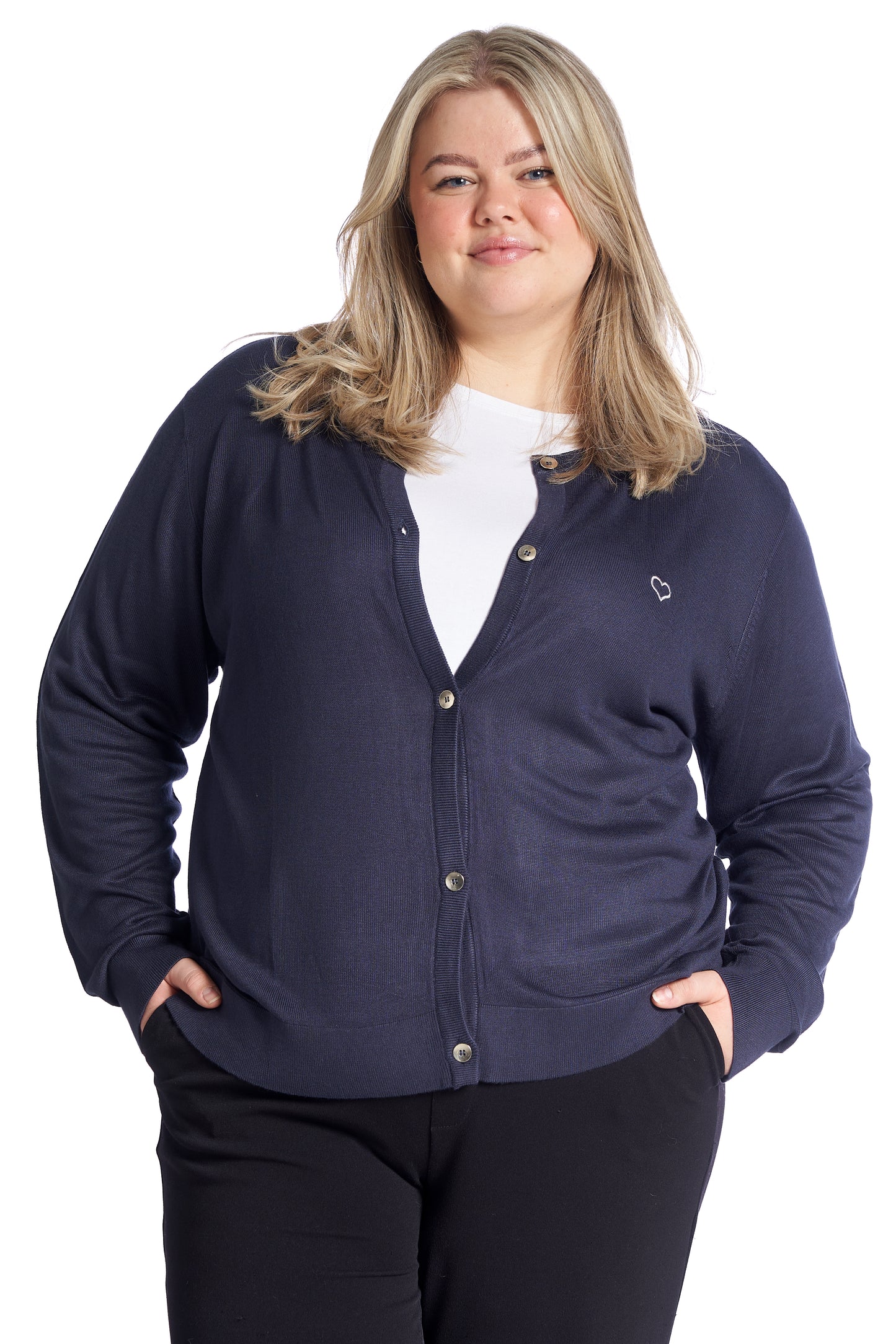Plus size cardigan – Short knit in Navy 