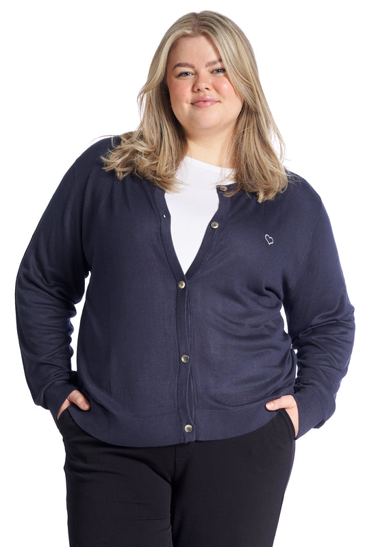 Plus size cardigan  – Kort strik i Navy