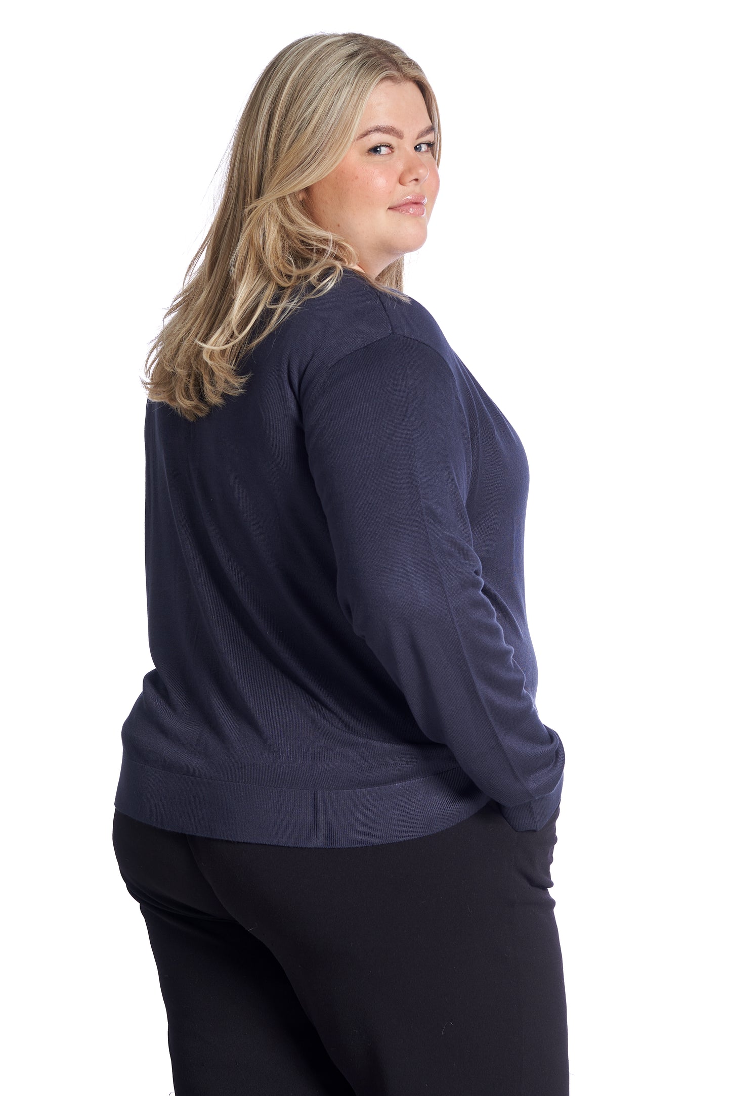 Plus size cardigan – Short knit in Navy 