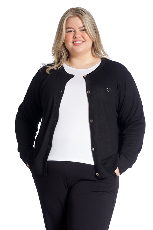 Plus size cardigan  – Kort strik i sort