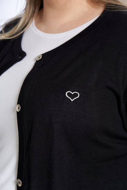 Plus size cardigan  – Kort strik i sort