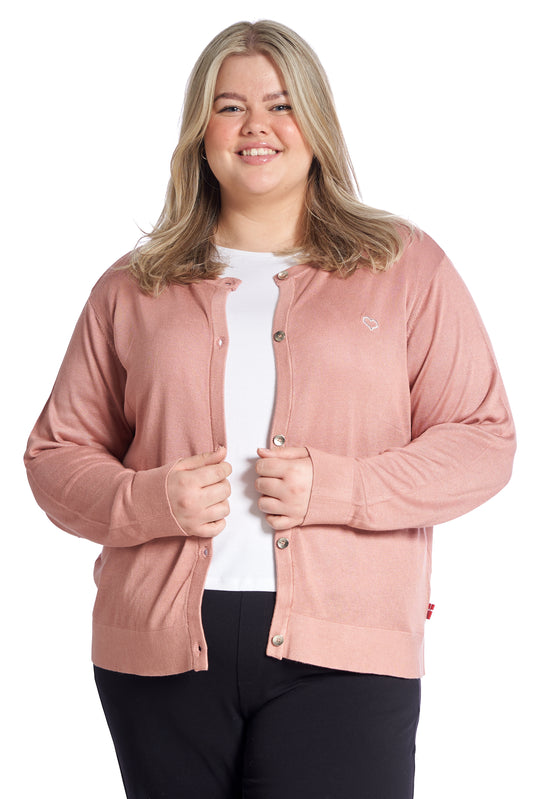 Plus size cardigan  – Kort strik i Ash Rose