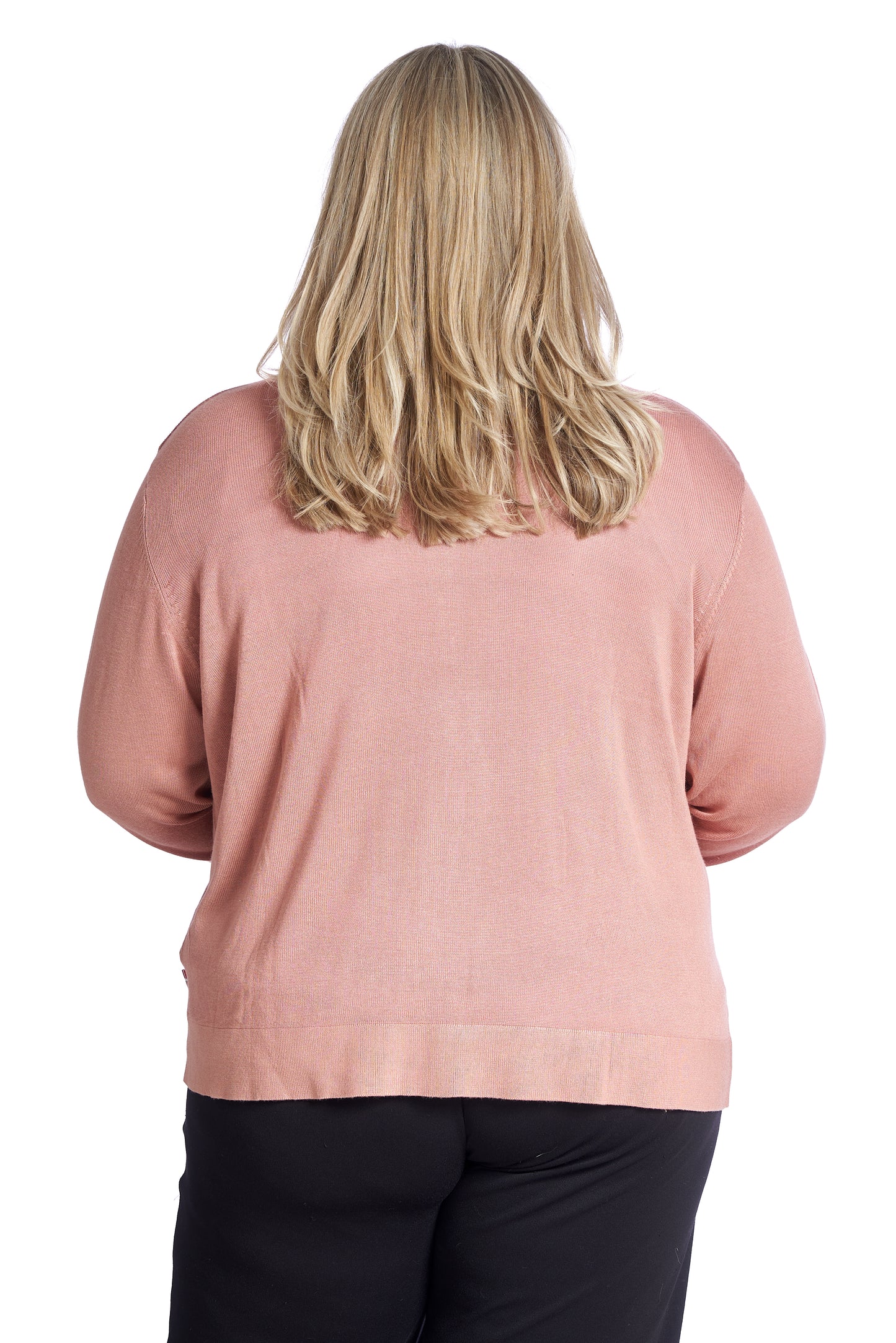 Plus size cardigan  – Kort strik i Ash Rose