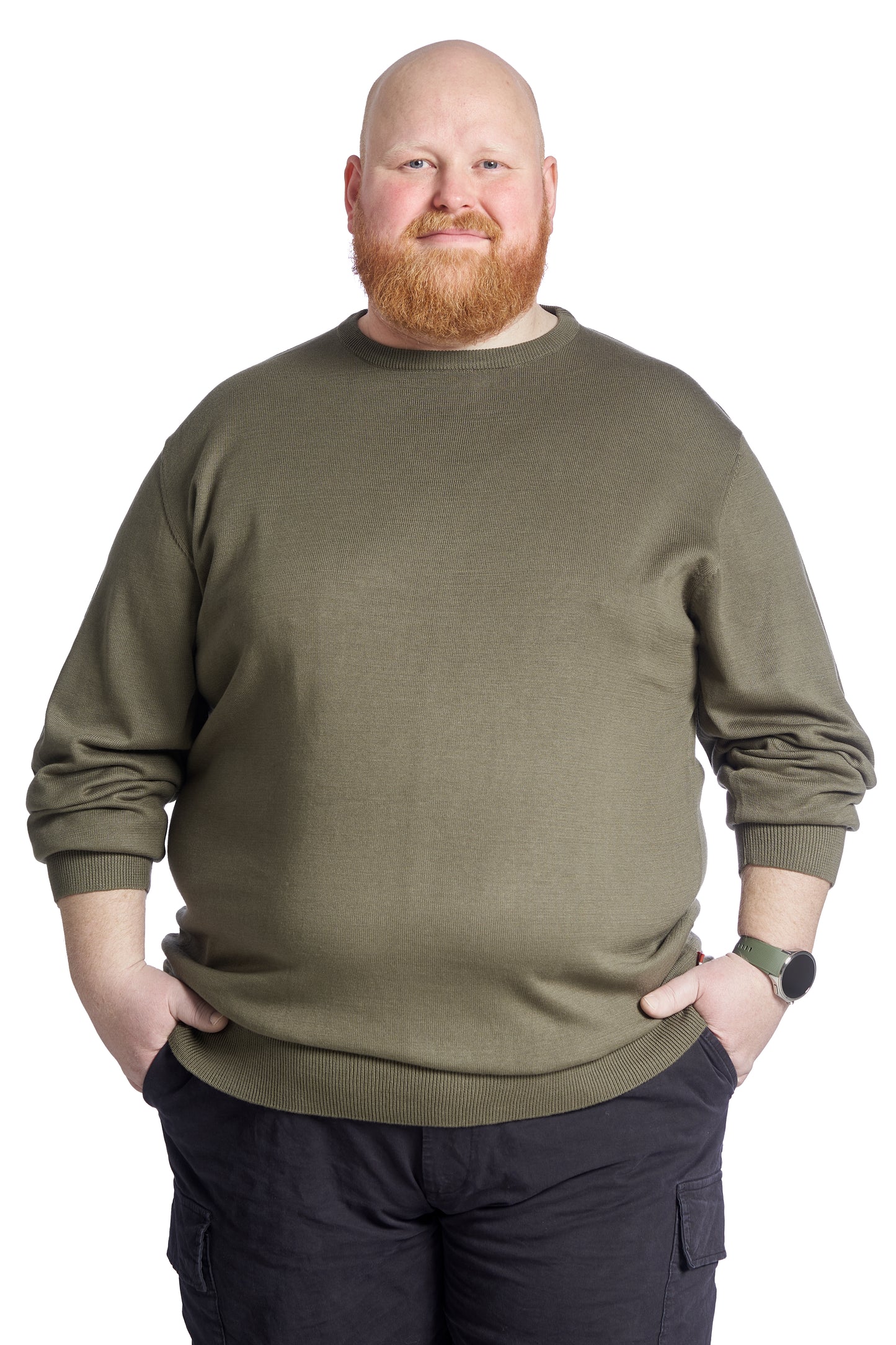 Plus Size Men's Sweater – Size XL to 8XL - Army 