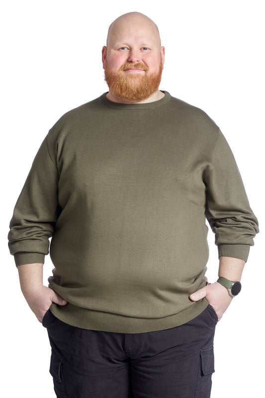 Plus Size Striktrøje til mænd – Str. XL til 8XL - Army