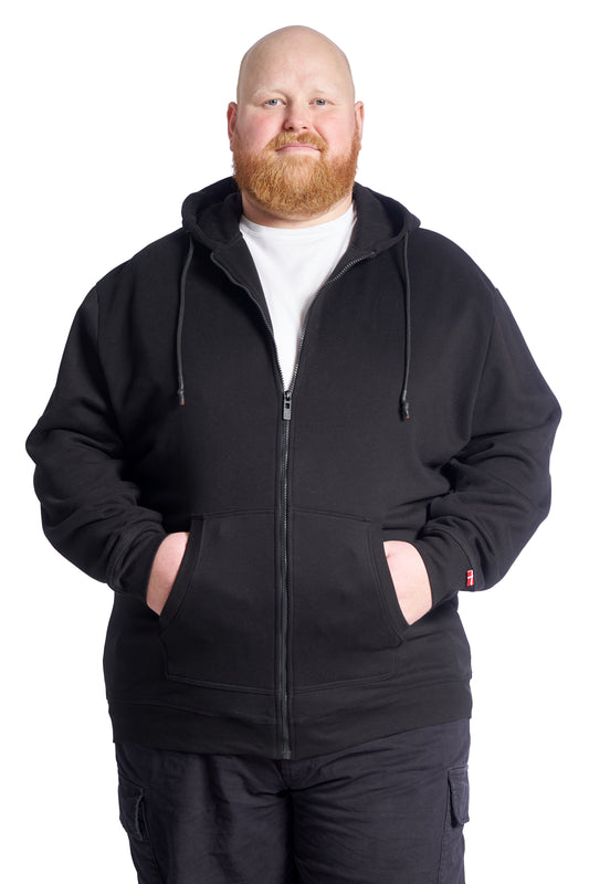Plus Size Zip hoodie til mænd – Klassisk hættetrøje med lynlås-Black