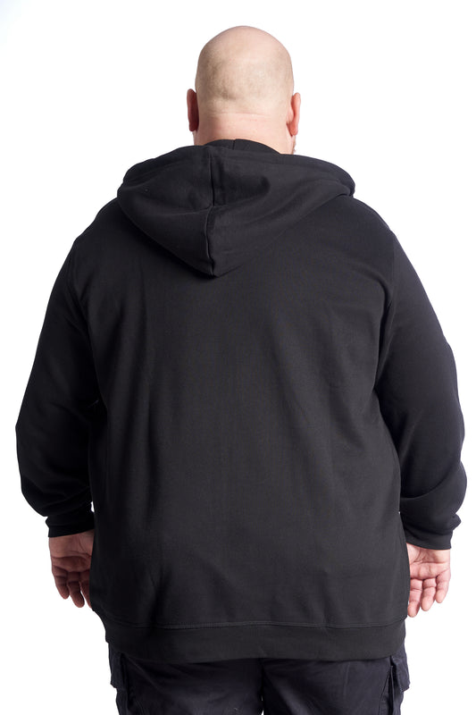 Plus Size Zip hoodie til mænd – Klassisk hættetrøje med lynlås-Black