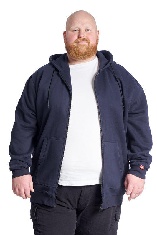 Plus size Zip hoodie til mænd – Str. XL til 8XL - Navy