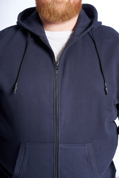 Plus size Zip hoodie for men – Size XL to 8XL - Navy 