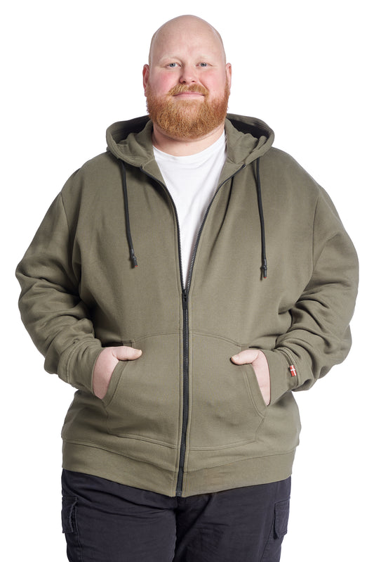 Plus Size Zip hoodie til mænd – Klassisk hættetrøje med lynlås - Army