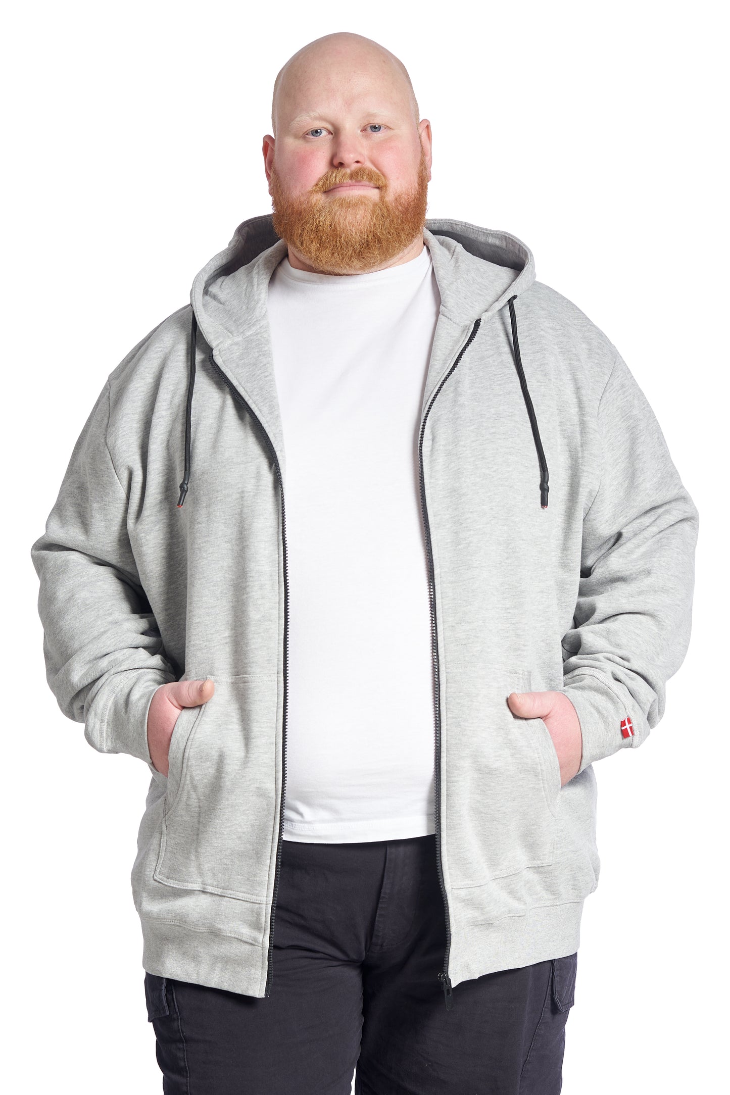 Plus Size Zip Hoodie for Men – Classic Zip Hoodie - Grey 