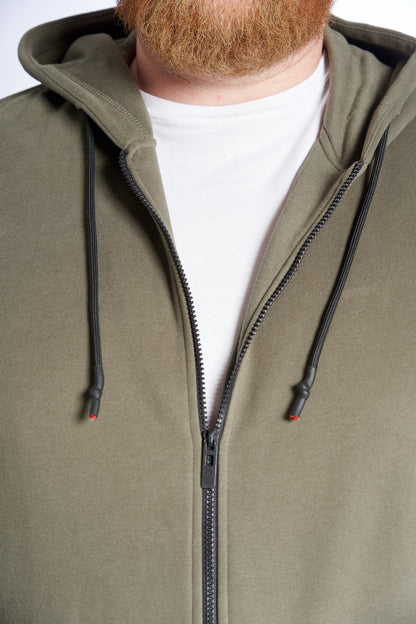 Plus Size Zip hoodie til mænd – Klassisk hættetrøje med lynlås - Army