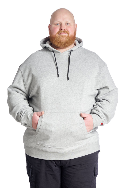 Plus Size Hoodie til mænd– Str. XL til 8XL - Grey Melange