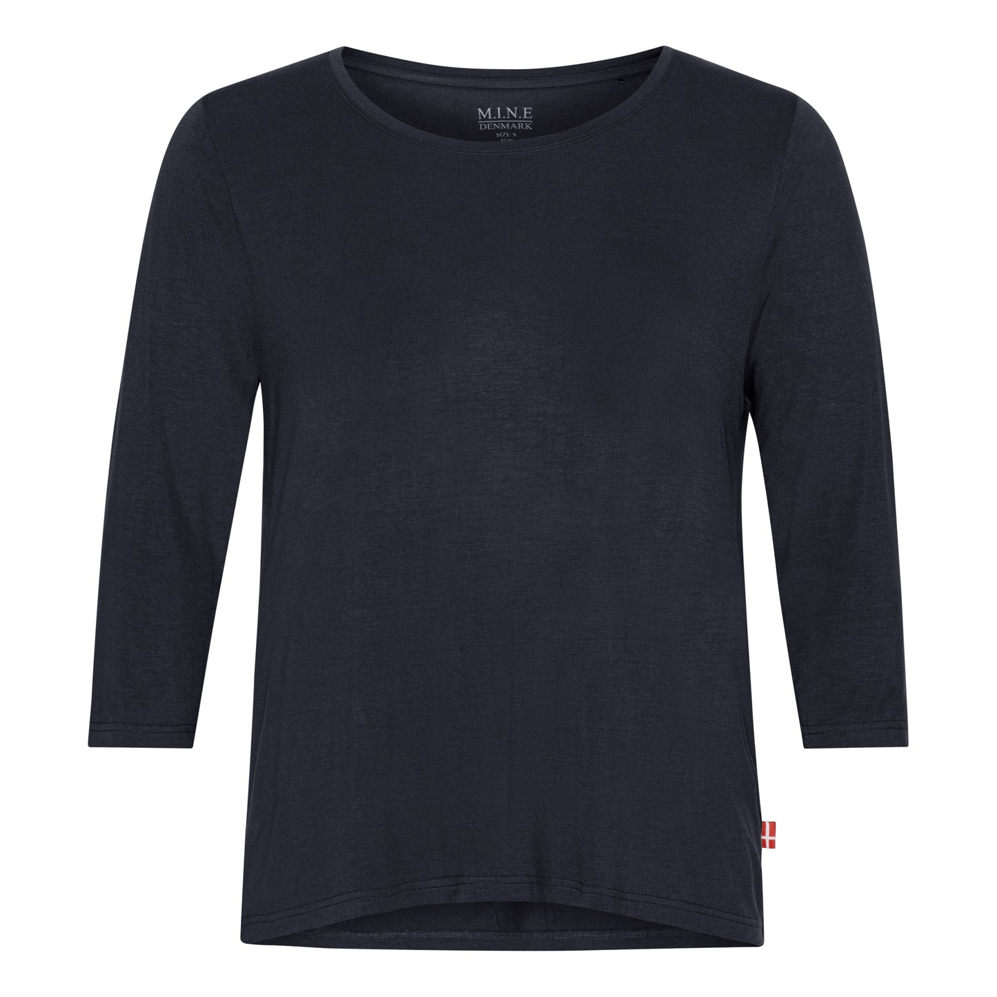 Plus size T-shirt dame navy med 3/4 ærmer – Blød og komfortabel
