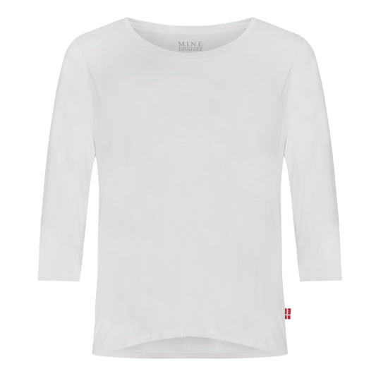 Plus size T-shirt dame, hvid med 3/4 ærmer – Blød og komfortabel