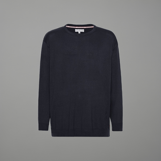 Plus size herre strik crew‑neck i blød bomuld (XL-8XL) – enkel og stilren striktrøje til store mænd