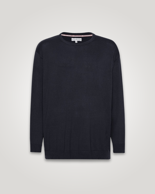 Navy - Herre Strik Crew-Neck