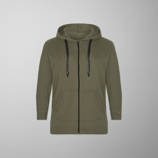 Plus size dame zip-hoodie i bomuld/polyester (XL-8XL) – praktisk og komfortabel til store kvinder