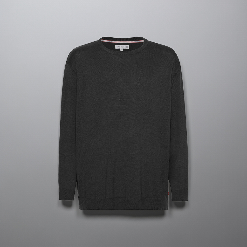 Plus size herre strik crew‑neck i blød bomuld (XL-8XL) – enkel og stilren striktrøje til store mænd