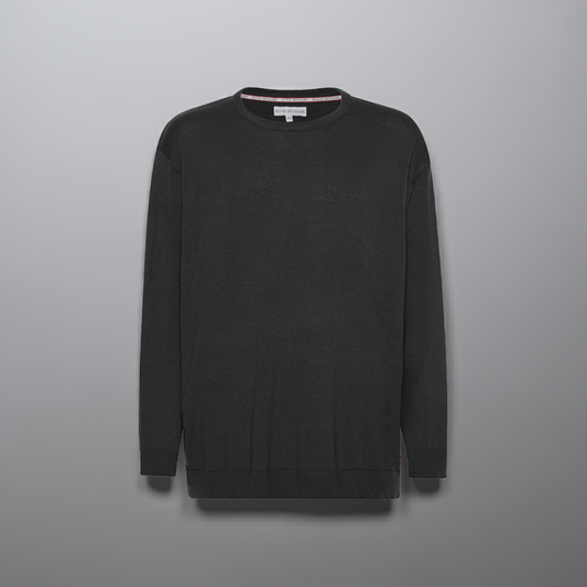 Plus size herre strik crew‑neck i blød bomuld (XL-8XL) – enkel og stilren striktrøje til store mænd
