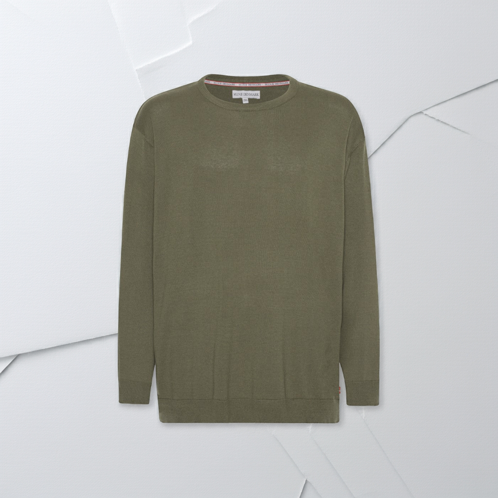 Plus size herre strik crew‑neck i blød bomuld (XL-8XL) – enkel og stilren striktrøje til store mænd